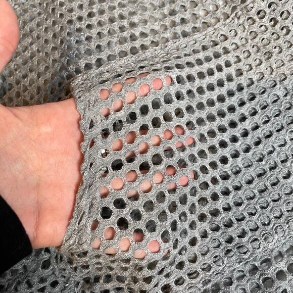 GINGER G‎ Mesh Grey Large Hooded Hoody Longsleeve Pullover Sweater Alt Goth Rave - Picture 3 of 3